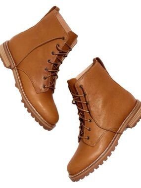 Madewell Classic Tan Leather Lace-Up Boots